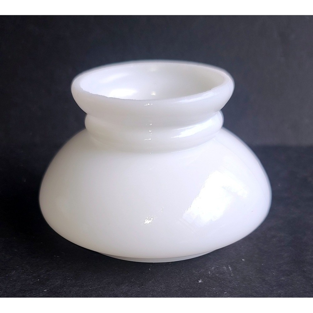 Vintage Mini White Milk Glass Glossy Student Oil Lamp Shade Replacement 3.25"